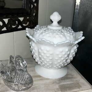 Fenton Milk Glass Hobnail Candy Dish